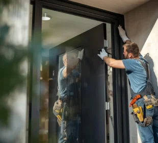 Nowoczesne drzwi wejściowe w eleganckim domu – przykład, dlaczego warto wymieniać drzwi