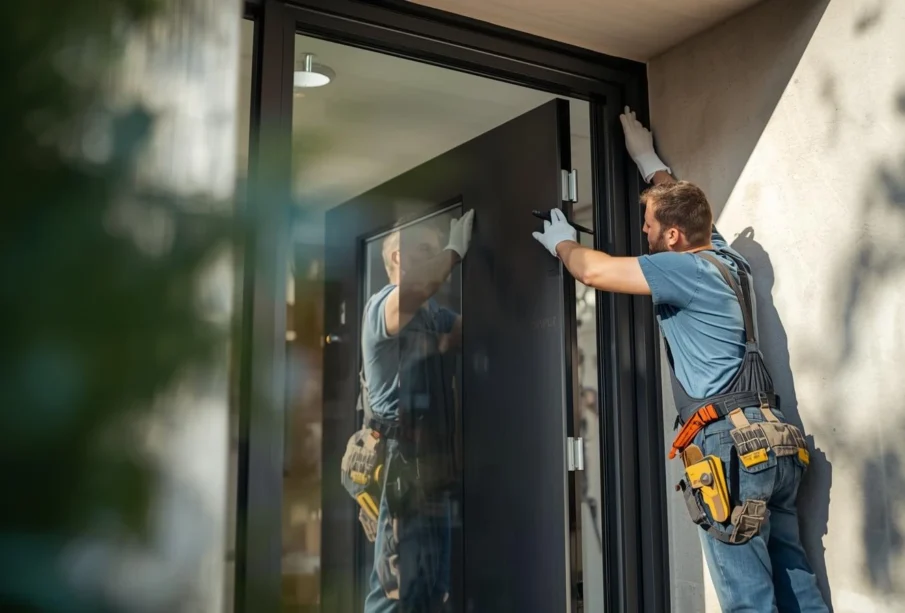 Nowoczesne drzwi wejściowe w eleganckim domu – przykład, dlaczego warto wymieniać drzwi