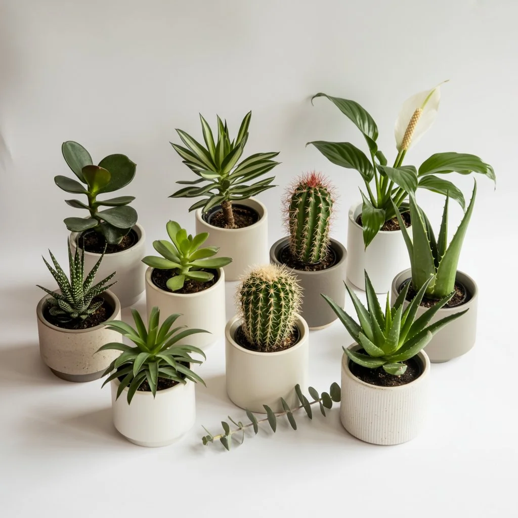 Rośliny doniczkowe w stylowych donicach ceramicznych