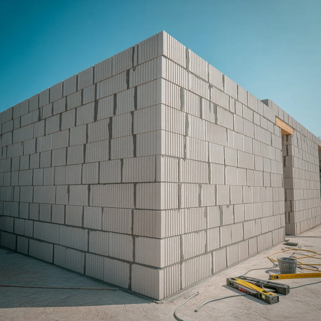 Proces stawiania ścian nośnych na placu budowy