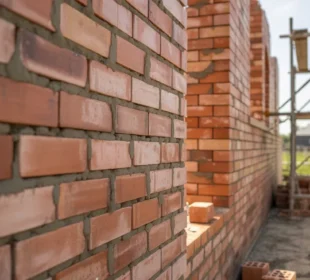 Widok na ściany nośne w trakcie budowy domu