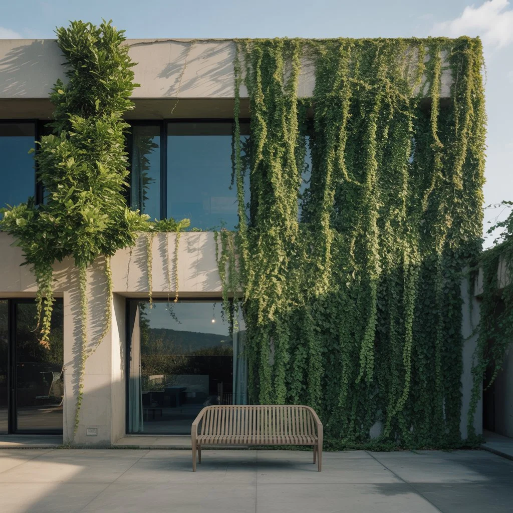 Nowoczesne elewacje z roślinnością na fasadzie w stylu ekologicznym