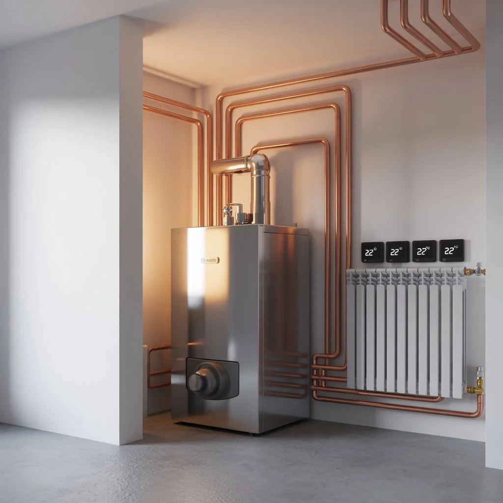 Ogrzewanie gazowe w domu – nowoczesny kocioł w kotłowni