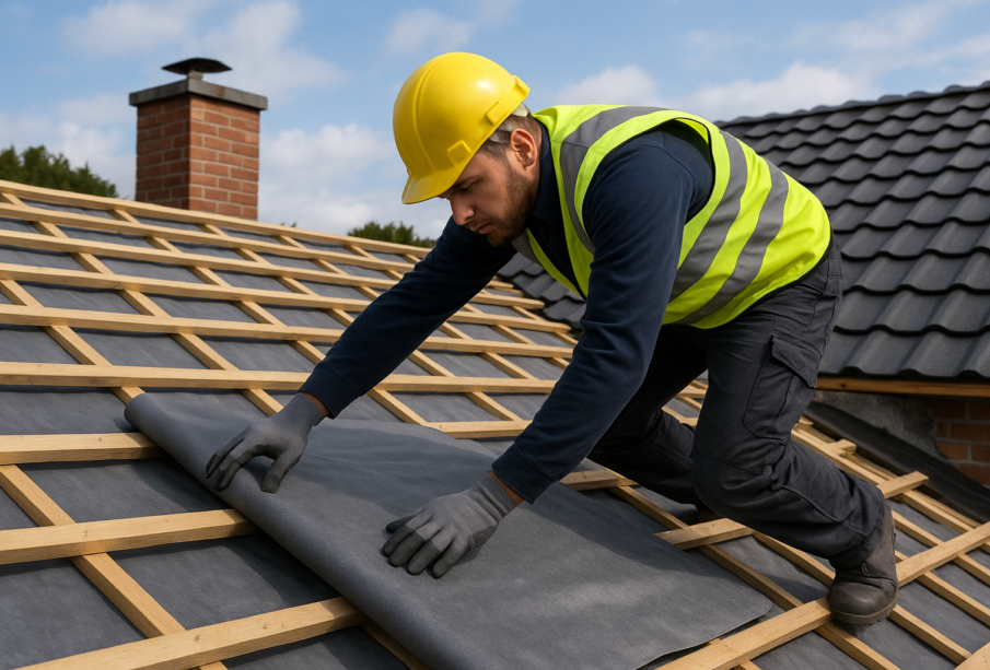 szczelny dach podczas montażu na budowie