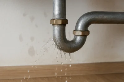 Wyciek rury pod zlewem – jedno z najczęstszych miejsc powstawania nieszczelności w instalacji wodnej