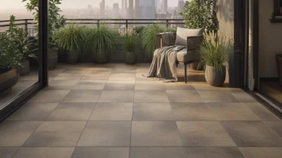 podłoga na balkonie z płytek gresowych